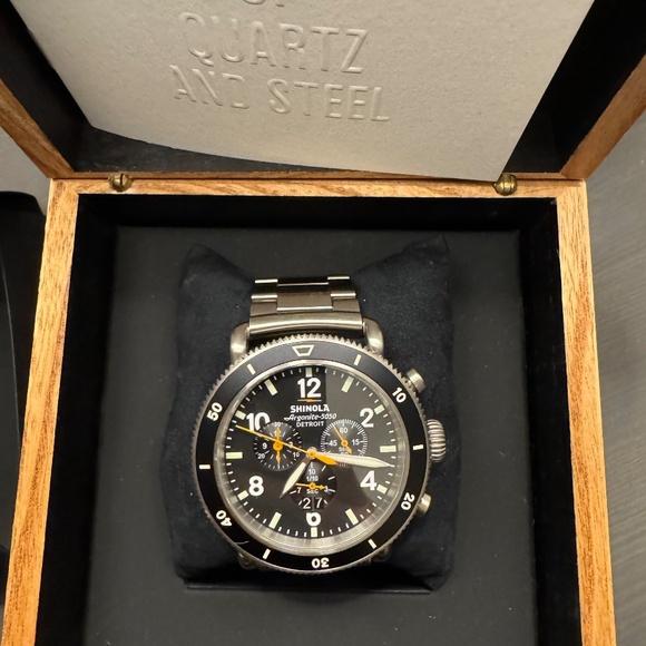 Shinola Black and Silver Men's Watch - Picture 4 of 7